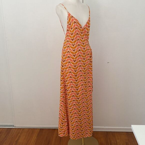 Free People Siren Orange Geometric Wrap Dress Size Small - Picture 7 of 15
